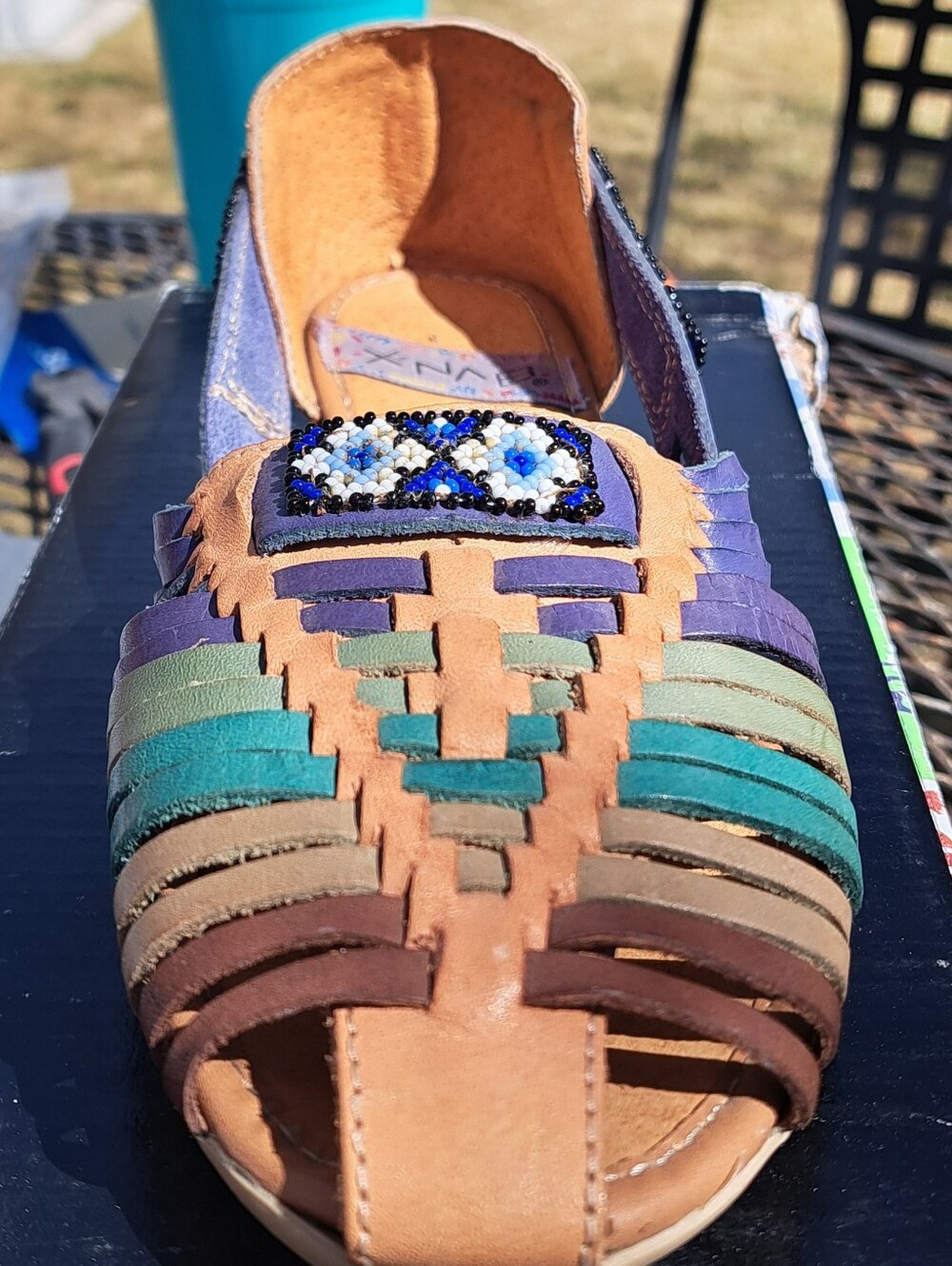 Handwoven Multicolor Leather Huarache Sandals - Women